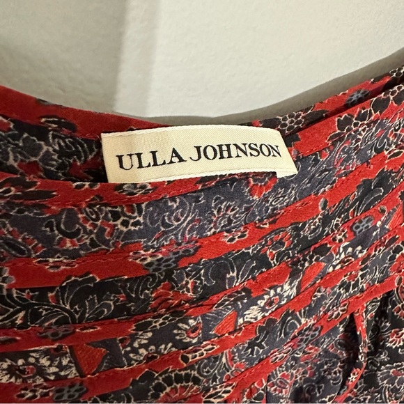 ULLA JOHNSON Callista Belted Gathered Twilight Floral Silk Dress - Picture 10 of 13